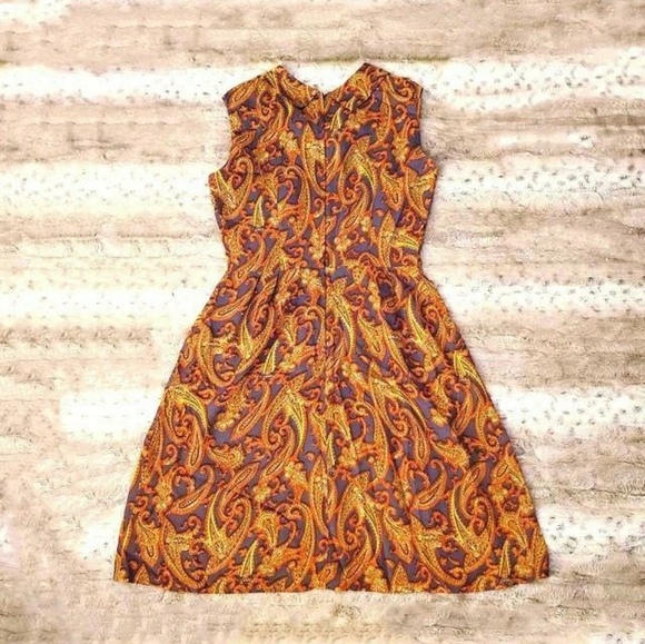 Vintage 60s Paisley Pussybow Dress - Picture 5 of 5